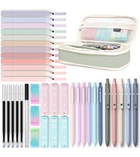 Four Candies Cute Mechanical Pencil Set, 6PCS Pastel Mechanical Pencils 0.5 mm & 0.7mm & 0.9mm with 360PCS Leads, 3PCS Erasers and 9PCS Eraser Refills, Aesthetic Pencils for Girls Writing, Art Drawing