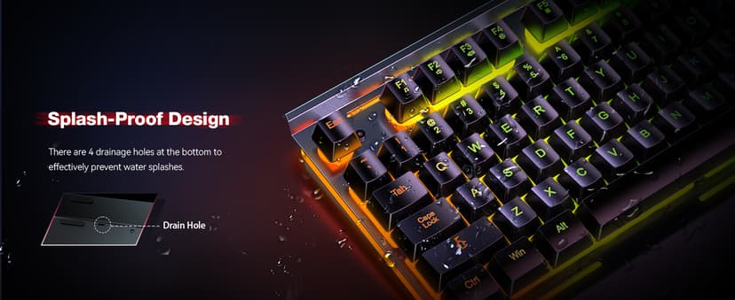 TECKNET Gaming Keyboard, USB Wired Computer Keyboard, 15-Zone RGB Illumination, IP32 Water Resistance, 25 Anti-ghosting Keys, All-Metal Panel (Whisper Quiet Gaming Switch)