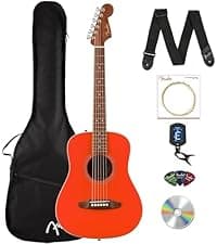 Fender California Standard Redondo Mini Acoustic Guitar - Surf Green Bundle with Gig Bag, Tuner, Strap, Strings, Picks, and Austin Bazaar Instructional DVD