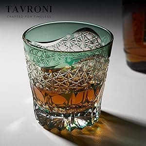 Edo Kiriko Whiskey Glasses Set of 2 - Japanese Art Glass Tumblers, Luxury Gift for Couples, Weddings, Anniversary, Perfect for Home Bar & Special Occasions, Crystal Barware with Gift Box