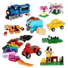 LEGO Classic Medium Creative Brick Box 10696 Building Toy Set - Featuring Storage, Includes Train, Car, and a Tiger Figure, and Playset for Kids, Boys, and Girls Ages 4-99