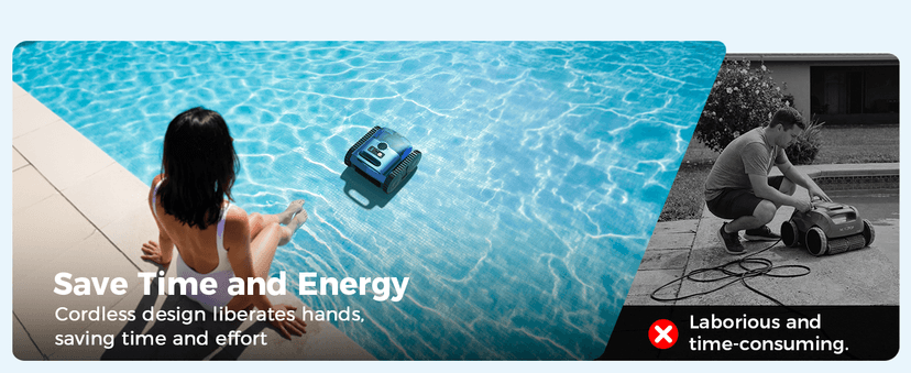 Robotic Pool Cleaner,Cordless Pool Vacuum for Inground Pools,Automatic Pool Cleaner Robot for Pool Floors,Drain Cleaning,Walls,Waterline,2150 Sq.ft,180min Runtime,3H Fast Charging Robot for Spa Pool