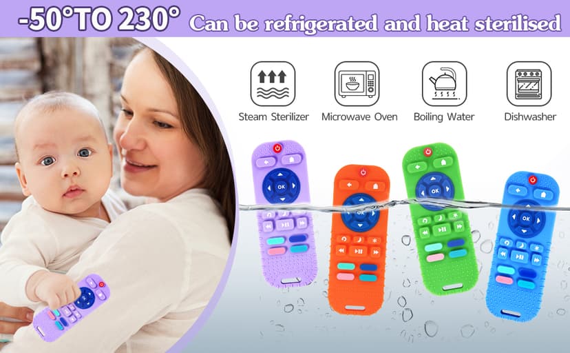 Hooku 2 Pack Silicone Teething Toys for Babies 0-6 Months, Teethers for Babies 6-12 Months, Remote Teether for Baby, Sensory Toys for Babies, Baby Chew Toys KLW8808