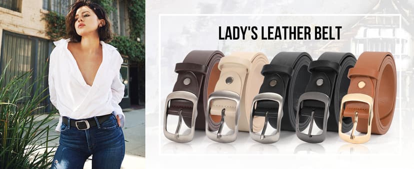 VONMELLI 2 Packs Women Leather Belts for Jeans Fashion Leather Ladies Waist Belt