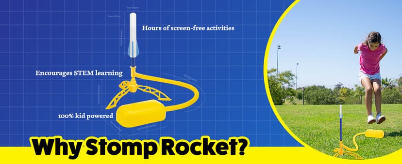 Fun Outdoor Toys for Boys & Girls, Ages 3 & Up - Soft Foam Blaster Set Soars Up to 100ft - STEM Toys for Outside & Backyard Stomp Rocket Jr Multi-Color Rocket Launcher for Kids, 8 Rockets B00G466HBU