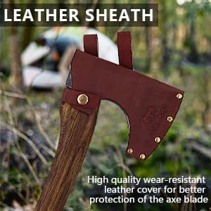 15.7" Hatchet, Camping Hatchet, Hand-Forged Axe with Sheath for Wood Chopping, Splitting, and Carving, Bushcraft Axe with Beech Handle for Outdoor Survival and Garden Work