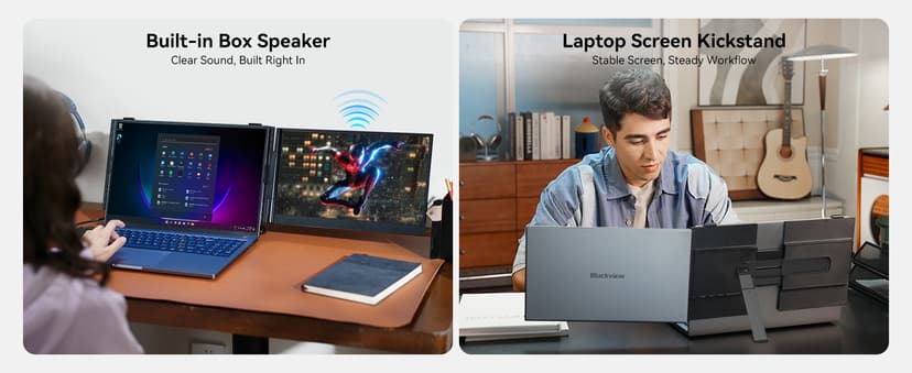Blackview Laptop Screen Extender, 1.3lbs Ultra-Light & 0.17" Ultra-Slim, 14" FHD 1080P IPS Portable Laptop Monitor Extender, Travel Dual Monitor for 13-17",Plug & Play for Windows/Mac/Android/Switch