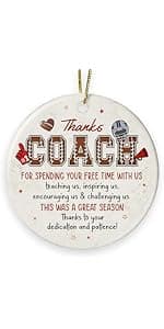 Basketball Coach Appreciation Gifts 2025 - Basketball Coach Christmas Ornament, Ceramic Sports Ornaments for Christmas Tree, Thank You Gifts for Mentor from Basketballs Athletes Team