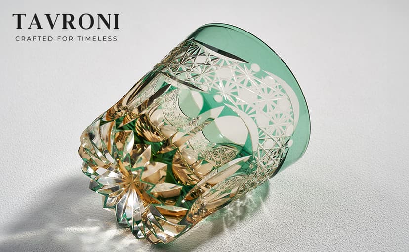 Edo Kiriko Whiskey Glasses Set of 2 - Japanese Art Glass Tumblers, Luxury Gift for Couples, Weddings, Anniversary, Perfect for Home Bar & Special Occasions, Crystal Barware with Gift Box