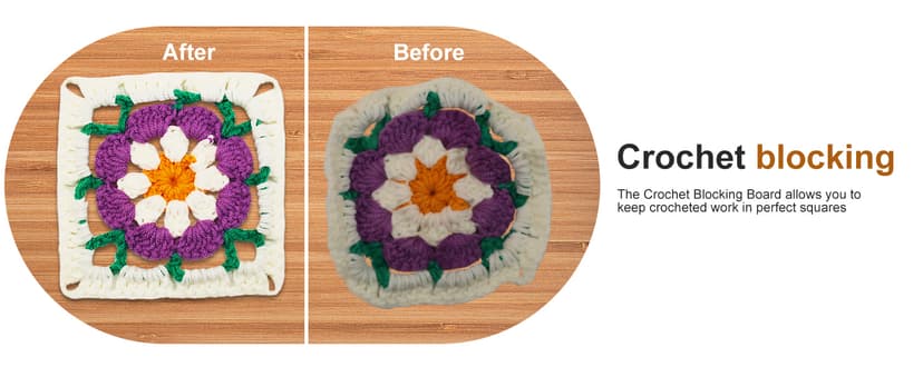 HHSarioneiro 11.8" Crochet Blocking Board with 16 Pins/Pegs, Granny Square Blocking Boards for Crochet Projects, Wooden Crocheting Accessories Gifts for Crocheters