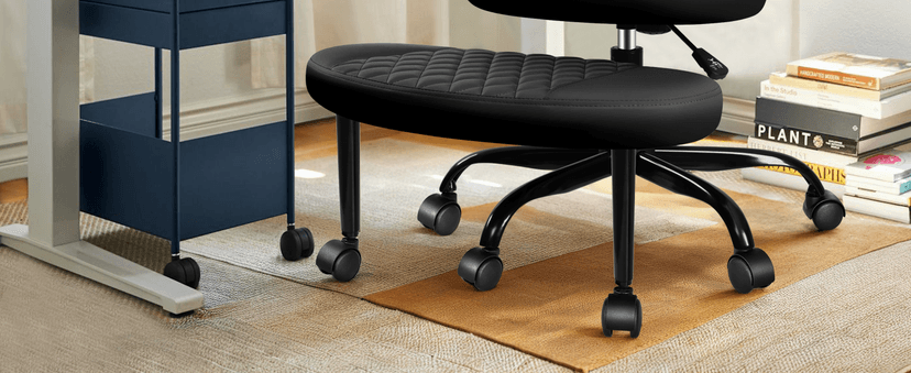 AtHope Ergonomic Cross Legged Office Chair with Wheels - Adjustable Height for Meditation, ADHD Desk & Yoga - Wide Criss Cross Design with Lumbar Support, Kneeling Chair - Black
