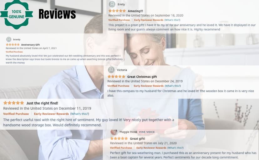 RII to My Husband I Love You, Brass Compass Engraved Gifts for Men, Bronze Gifts for Men, Romantic Gifts for Him/Her, Keepsake Gifts for Husband, 5th/25th 50th Wedding Gift Ideas