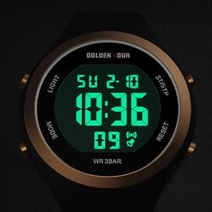 GOLDEN HOUR Waterproof Sport Women's Digital Chronograph Silicone Strap Watch