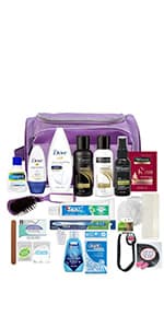 Convenience Kits International Men’s Premium 20-Piece Kit with Travel Size TSA Compliant Essentials, Featuring: Dove Men & Care Products in Brown Dopp Bag
