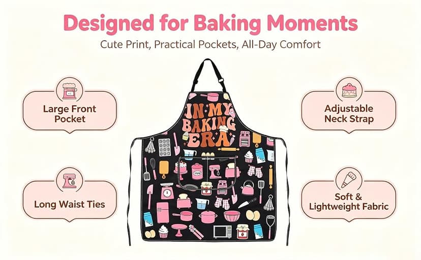 WSNANG Funny Baking Aprons with Pockets In My Baking Era Apron Bakers Gifts Pastry Chef Gift B0CZNY4F2J