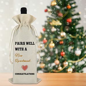 Thank You Gift for Mother Women Wine Bag Wine Gift Bag Mother's Day Appreciation Gift for Mom To Be New Mommy Birthday Thanksgiving Christmas Gift for Her Godmother Mother in Law Burlap Wine Wrap Bag