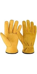 OZERO Work Gloves Winter Insulated Snow Cold Proof Leather Glove Thick Thermal Imitation Lambswool - Extra Grip Flexible Warm for Working in Cold Weather for Men and Women (Brown,Large)