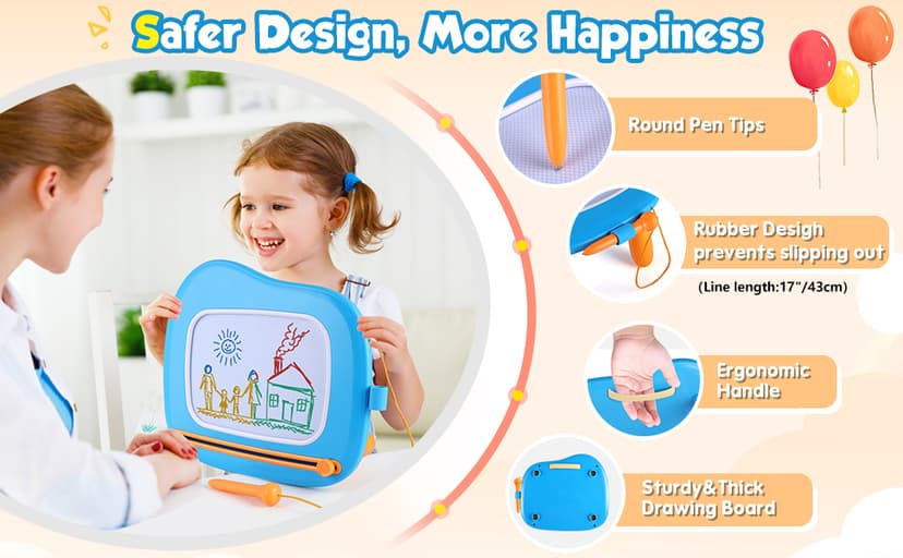 Smasiagon Magnetic Drawing Board for Kids, Toddler Toys for 1-2 Year Old Girl, Portable Doodle Board Pad Learning and Educational Toys for Ages 1 2 3 Year Old Baby Girl Birthday Gift(Pink)