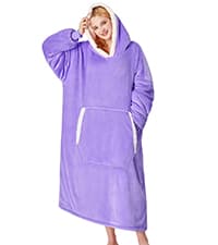 yescool Wearable Blanket Hoodie - Birthday Christmas Gifts for Women Mom Girlfriend, Oversized Flannel Sherpa Cozy Hooded Blanket Sweatshirt Adult With Hood Pocket & Sleeves, One Size Fits All (Grey)