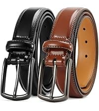 CHAOREN Leather Dress Belt Men 2 Pack - 1 3/8" Mens Belts for Work Business Casual Jeans