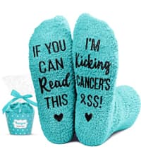 HAPPYPOP Cancer Awarenesss Gifts - Women Men Socks for Breast Cancer Survivor Chemo Patient