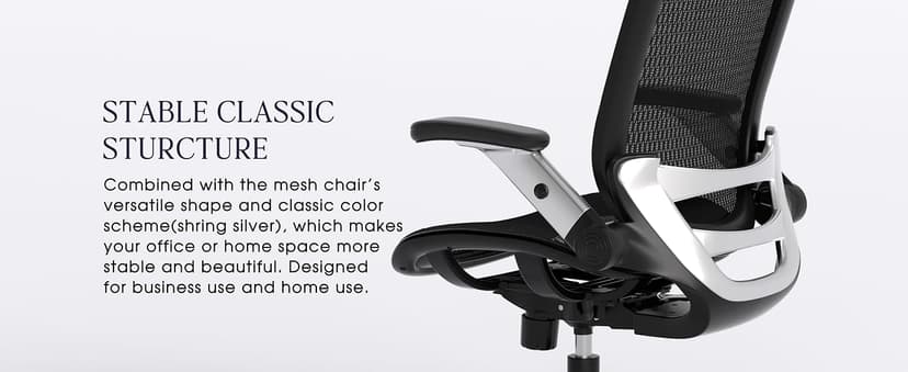 GABRYLLY Ergonomic Office Chair, High Back Home Desk Chair with Headrest, Flip-Up Arms, 90-120° Tilt Lock and Wide Cushion, Big and Tall Mesh Chairs for Man Woman, Black Task Chair