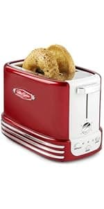Nostalgia HDT600RETRORED Retro Pop-Up 2 Hot Dog & Bun Toaster, with Mini Tongs, Works with Chicken, Turkey, Veggie Links, sausages & Brats B005Q8X6IO