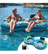 SLOOSH Inflatable Pool Floats Lounger Adult, Pool Float Lounge Raft Floaties Water Floating Recliner Chair with Cup Holders Foot Rest Swimming Floaty