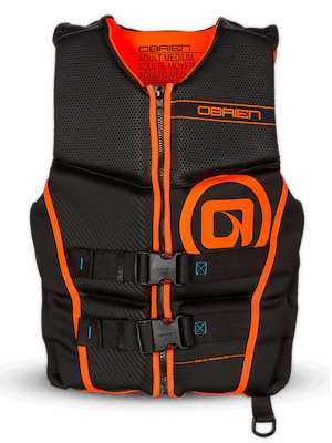O'Brien Flex V-Back Life Jacket – Coast Guard Approved Adult Life Vest with Flex Fit Design, Lightweight Foam & Front Zip Closure for Watersports, Boating, and Jet Skiing
