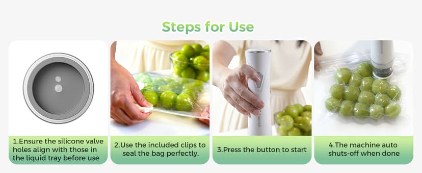 Mehomeli Compact Vacuum Sealer for Food (Vacuum Sealer Machine + 30 Reusable Vacuum Bags), Powerful Handheld Vacuum Sealer Machine, Seal Food 6X Fresh Longer, Portable & Wireless, Easy-Clean