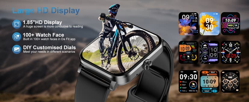 Smart Watch, 1.85" HD Smartwatch for Men Women (Answer/Make Calls), Fitness Watch with Heart Rate/Sleep/IP68 Waterproof/120+ Sports Modes, Pedometer, Android Smart Watch for Android iOS (Black)