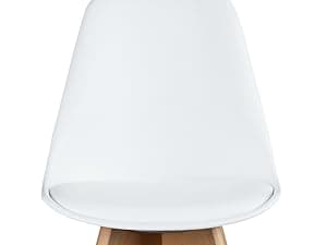 OLIXIS Dining Chairs Set of 4, PU Leather Upholstered Kitchen Chairs with Solid Wood Legs, Mid Century Modern Accent Chairs for Living Room, Bedroom, Patio, White