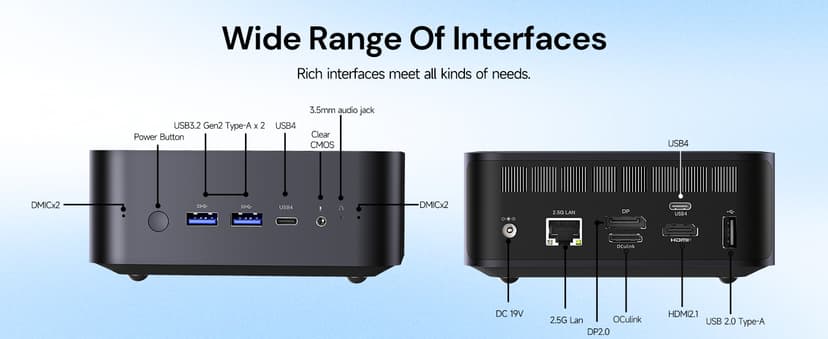 Reatan AI Oculink Mini Barebone PC AMD Ryzen 7 255 (8C/16T Upgraded 8745HS) Radeon 780M NO SSD & NO RAM & NO OS 8K Quad-Screen Display Desktop Gaming Mini Computers WiFi 7 BT:5.4 Built-in Speaker