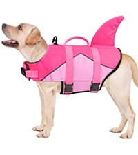 Malier Dog Life Jacket, High Buoyancy Shark Swimsuit, Ripstop American Flag, Medium, Red & Dark Blue