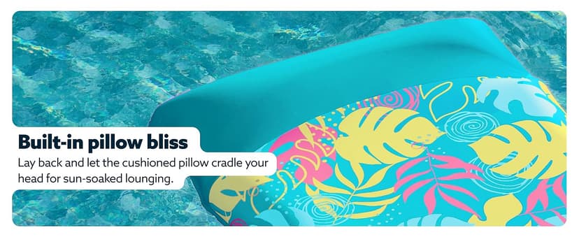 SLOOSH Inflatable Pool Floats Raft - XL Fabric Covered Pool Mat Lounger Floaties for Adults, Ultra Comfort Inflatable Water Float with Headrest for Beach Lake Swimming Pool 68"X34" (Light Blue)