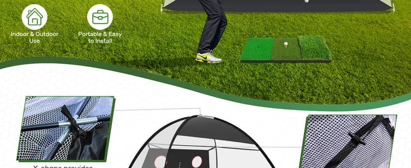 Zensouds Golf Net, 10x7FT with Golf Practice Mat, Hitting Aid Nets for Backyard Driving Chipping Training Swing with Target Outdoor or Indoor– Gifts for Men/Dad/Him