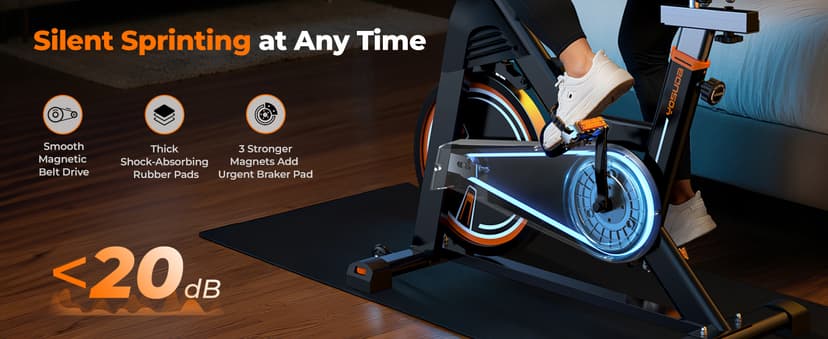 YOSUDA PRO Magnetic Exercise Bike 350 lbs Weight Capacity - Indoor Cycling Bike Stationary with Comfortable Seat Cushion, Silent Belt Drive 010C