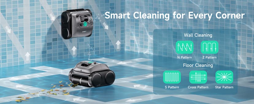 (2026 Upgrade) WYBOT C1 Cordless Robotic Pool Vacuum for Inground Pools, 150mins Above Ground Pool Cleaner 4-in-1 Wall & Waterline Cleaning Up to 1,615sq.ft, Smart App Navigation, Obsidian Green