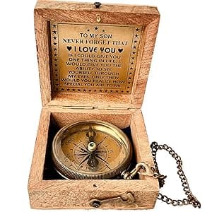 Gift for Son from Mom Dad | Engraved Compass 2" - Father to Son Gifts, Mom to Son Gifts for Graduation 2025, Birthday Baptism Confirmation Communion