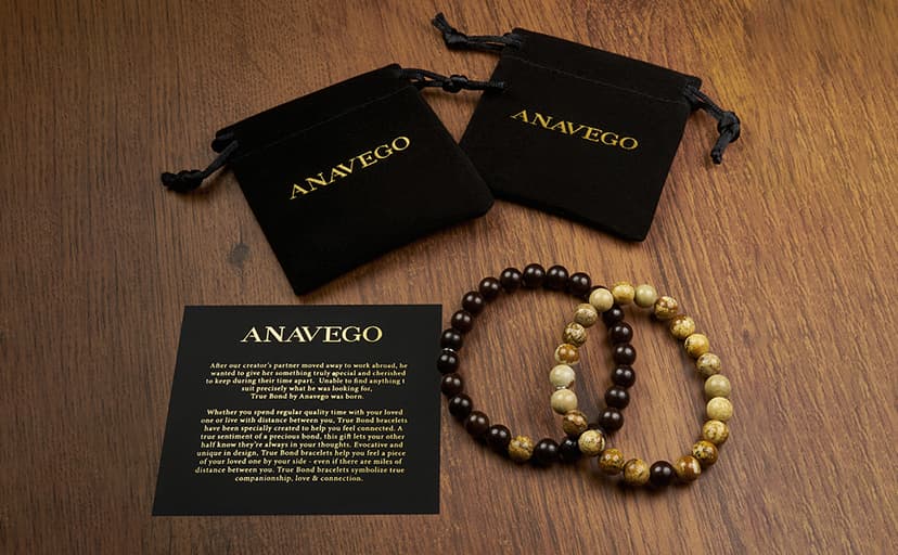 True Bond Comes with Unique Storage Gift Box Matching Couples Bracelet Set. Gift for Her Him Boyfriend Girlfriend Husband Wife Women Men Newlyweds Hubby Mother & Father 8 Millimeter Beaded