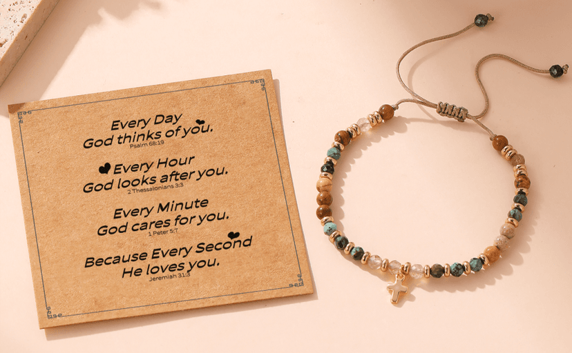 Christian Gifts for Women, Cross Bracelet, Christian Gifts, Inspirational Gifts for Women, Natural Stone Bracelets, Religious Gifts for Woman