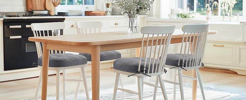 Codi Dining Chair Cushions 4 Pack, Thick Chairs Pads for Indoor Kitchen Room - Washable, Non-Slip Memory Foam Seat Cushion with Ties, 16.5"x16.5"x 3.5", Set of 4, Beige New