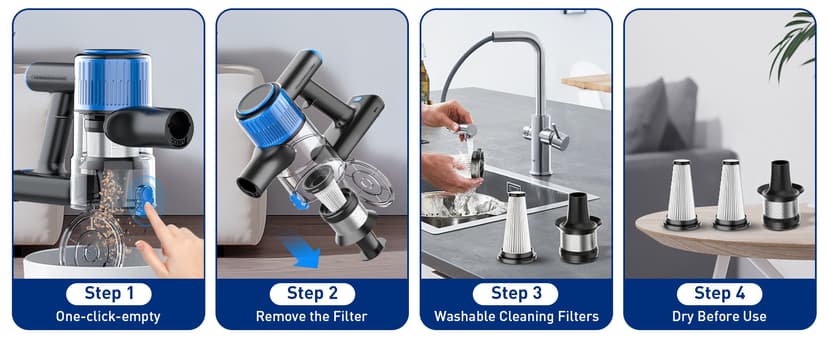 Cordless Vacuum Cleaner, 8 in 1 Powerful Suction Lightweight Vacuum Cleaner for Home, LED Display, 3 Suction Modes, 45Mins Detachable Battery Vacuum for Hard Floor Carpet Pet Hair