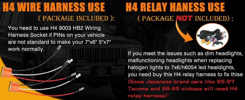 UNI-SHINE 5x7 led headlight 2pcs 7x6 led headlight Reflector Plug and Play H6054 H5054 Hi/Lo Sealed Beam DOT Approved Compatible with jeep Wrangler YJ Compatible with Cherokee XJ