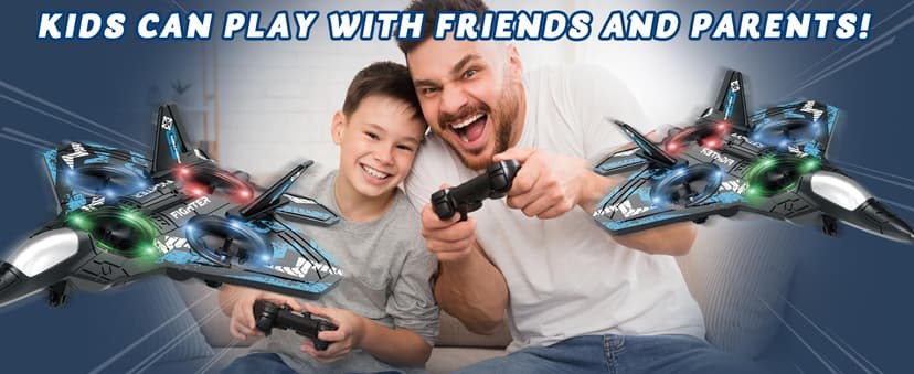 JoyRapt Drones for Kids Form RC Plane, Remote Control Airplane, Aircrafts Toys for Boys, Jet Helicopter Drones with LED Lights 360° Flip, Gifts for 6 8 10 Year Old Boys, 2 Rechargeable Batteries