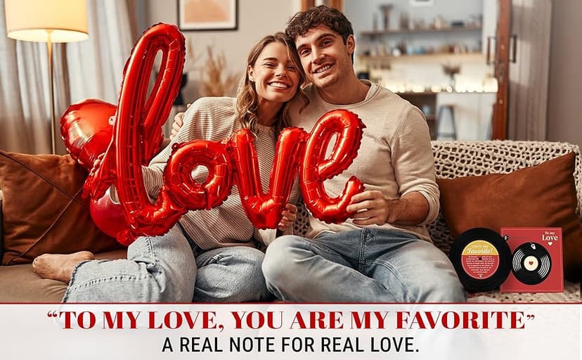 Retro Anniversary Card for Him or Her, Romantic Gift for Husband Wife, Boyfriend or Girlfriend, Love Notes for Couple, Vinyl Record Birthday Card, Valentines Day Gifts For Men and Women