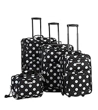 Rockland Fashion Softside Upright Luggage Set, Expandable,Lightweight,Telescopic Handle,Wheel, Pink Leopard, 2-Piece (14/19)