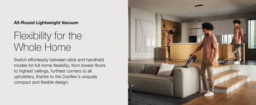 Miele Duoflex Vacuum Cleaner, Cordless and Bagless Multi-Use Flexible Stick Vacuum with Attachable MultiFloor Brush, in Brilliant White / Space Grey / Nordic Blue