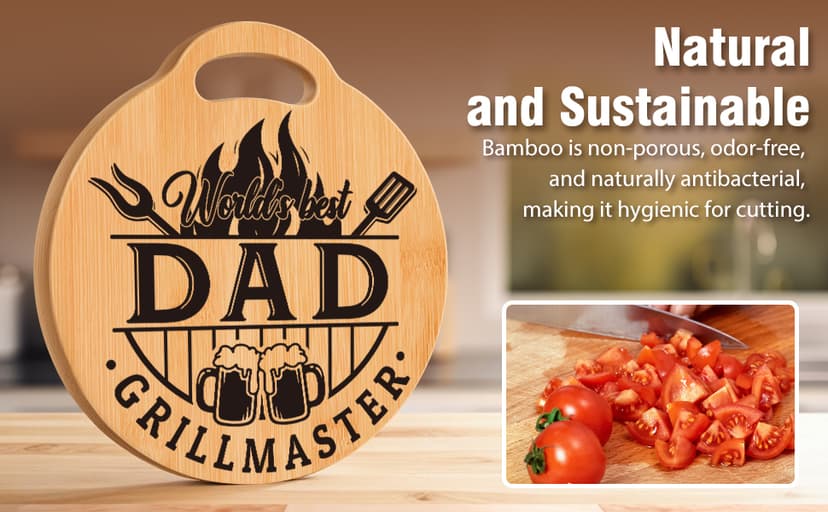 Dad Birthday Gift - Engraved Bamboo Cutting Board Set, Unique Gifts for Dad from Daughter/Son, Fathers Day Christmas Birthday Gifts for Dad Daddy Father