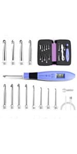 Light Up Crochet Hook Set Lighted Crochet Hook Set with 12 Different Size Interchangeable Crochet Needle, Ergonomic with 2 Levels Led and Digital Stitch Counter for Crocheting and Knitting